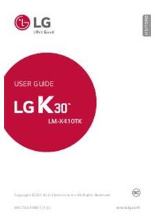 LG K30 manual. Tablet Instructions.